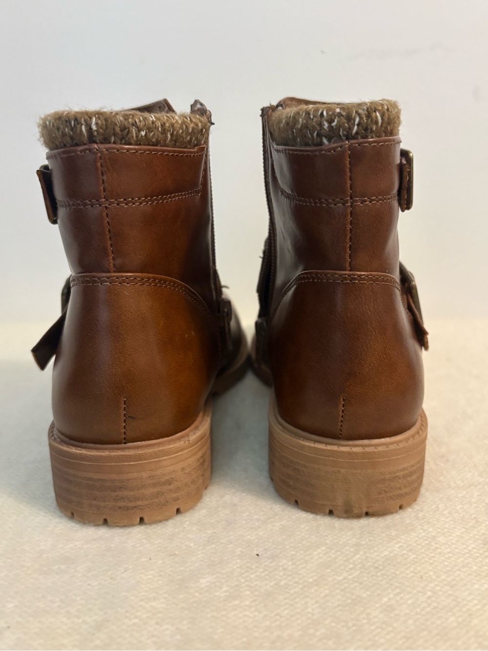 Women's Brown Leather Ankle Boots with Buckle Strap. Size 4. - Picture 5 of 9